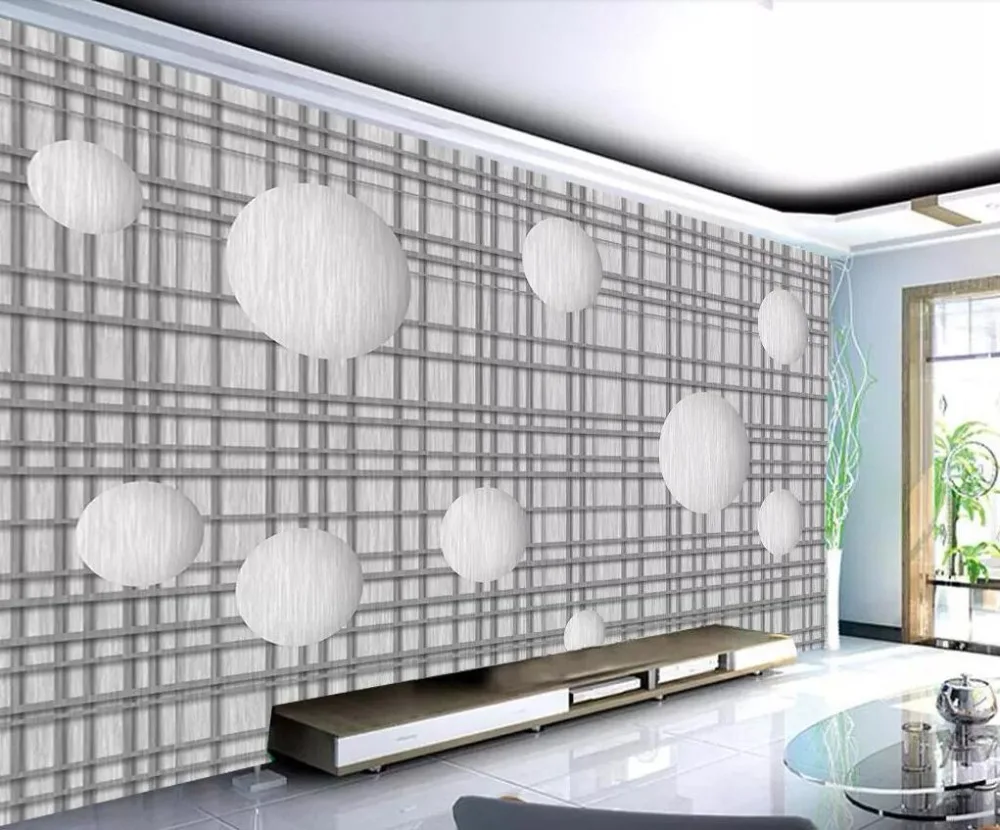 Beibehang 3d wallpaper gray living room bedroom mural 3D round ball lattice modern minimalist TV background wall papel de parede