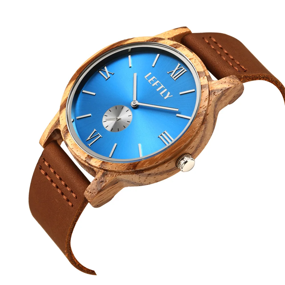 

Мужские Аналоговые кварцевые часы с деревянным корпусом и кожаным ремешком