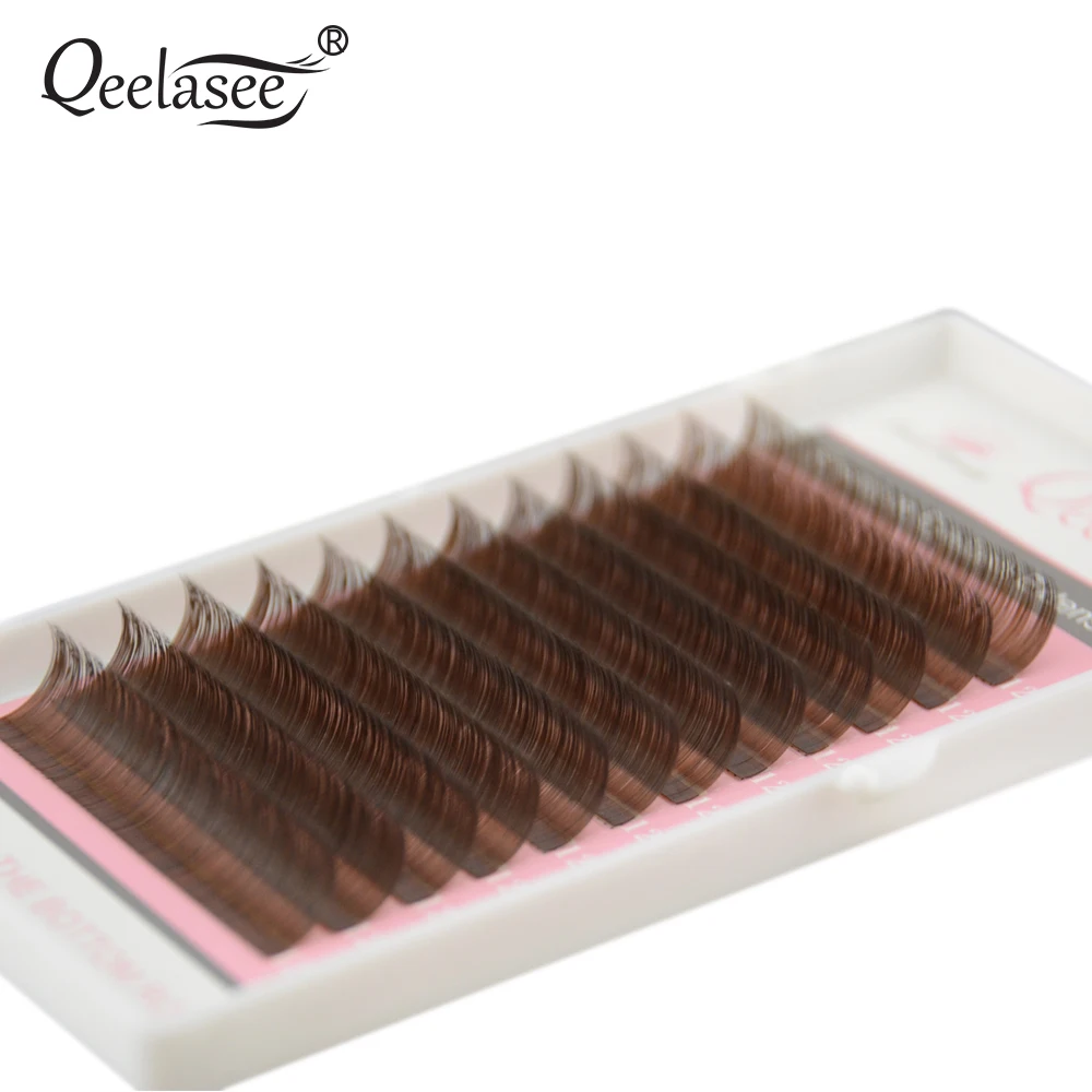 Qeelasee Braune Wimpernverlängerungen aus Nerz, Hochwertiges Make-up-Material, Weiche Natürliche Vorgefertigte Volumen-Wimpern – Detail 4