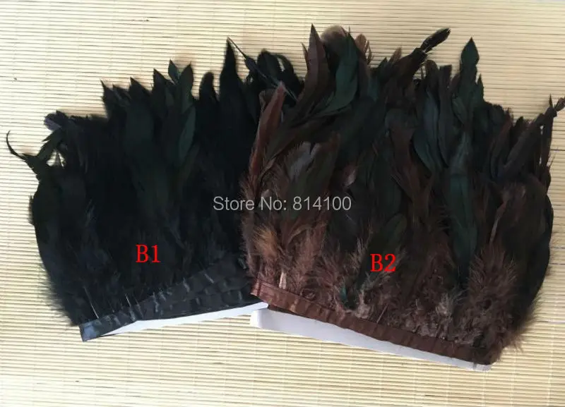 Wholesale Rooster Tail Feather Trims Fringe 10yards/lots Brown Black 5-6inch for Clothes Dress Craft Costume Accessories Hats