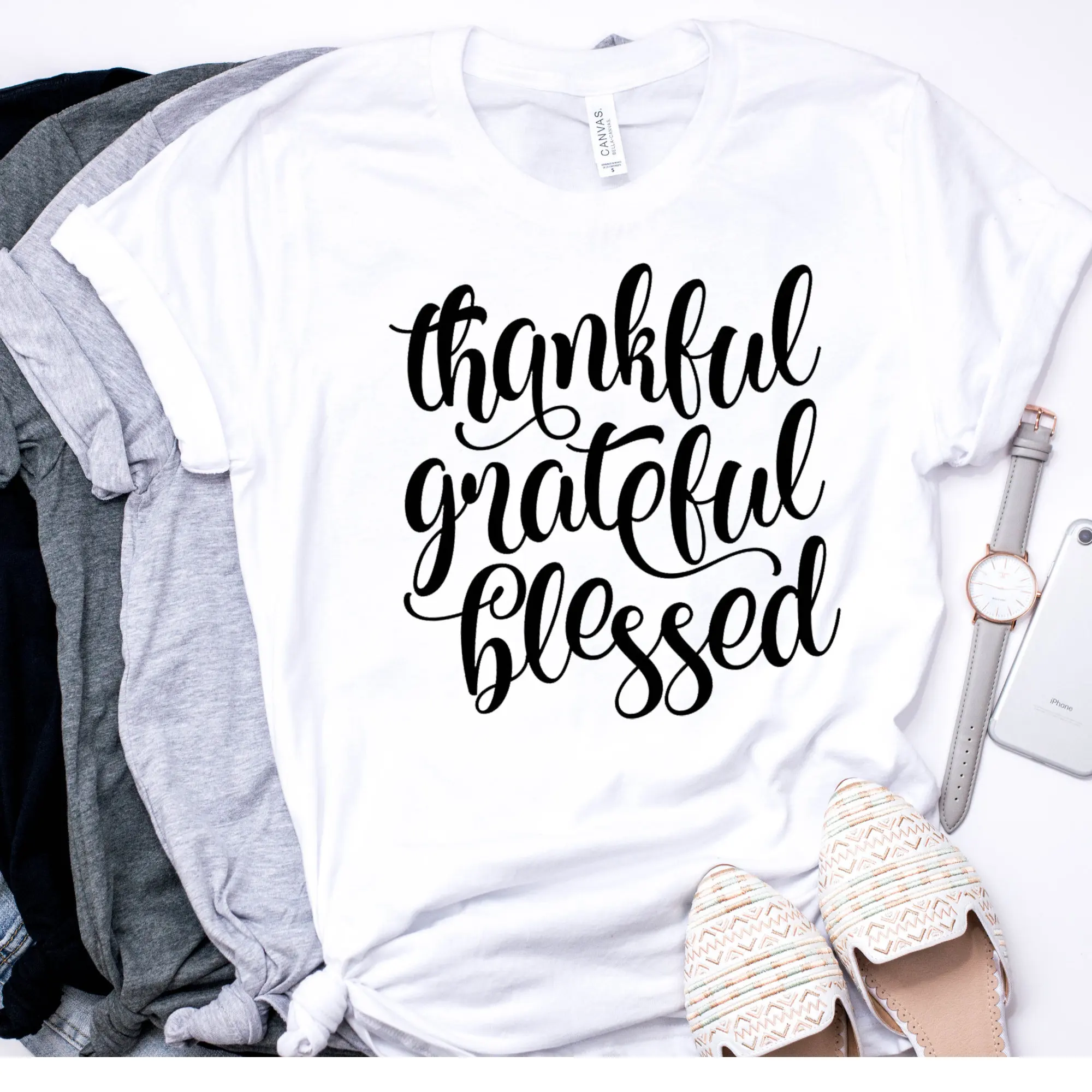 Sugarbaby New Arrival Thankful Grateful Blessed T-shirt Mothers Day Gift Thankful Shirt Grateful t shirt Mom Gift Blessed shirt