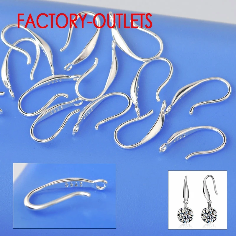 Wholesale 50PCS Fashion Jewelry Findings Genuine 925 Sterling Silver Earrings For Women Smooth Hook Ear For Design DIY