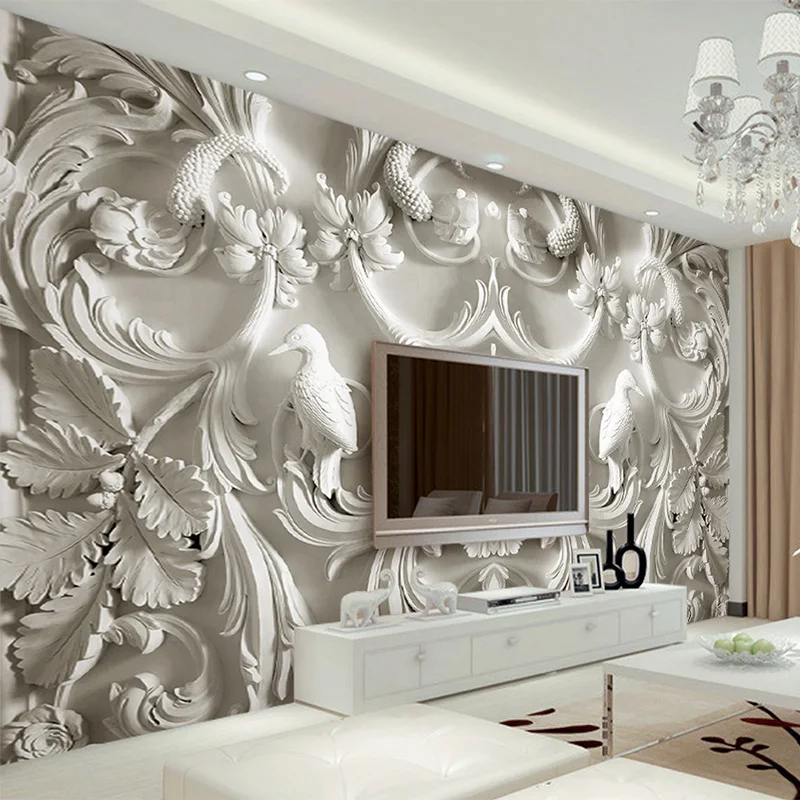 Classical Mural European Style Relief 3D Stereoscopic TV Background Wall Murals Living Room Hotel Interior Home Decor Wallpapers