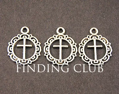 50 pcs Zinc Alloy   Silver Color Cross Charm Diy Jewelry Findings Accessories wholesale 16x20mm A815