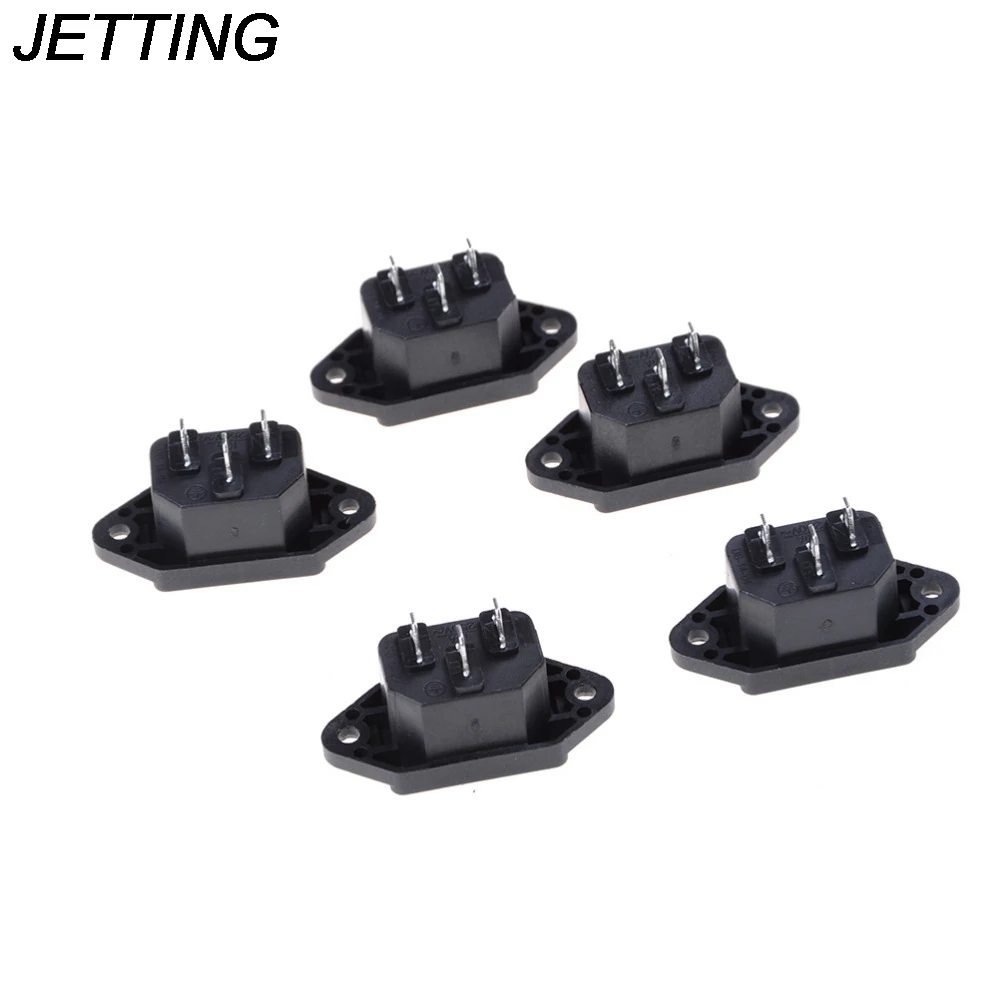 النفث 5 قطعة/الوحدة الأسود IEC 320 C14 ذكر التوصيل لوحة السلطة مدخل مآخذ موصلات التيار المتناوب 250 فولت 10A بالجملة السعر المنخفض