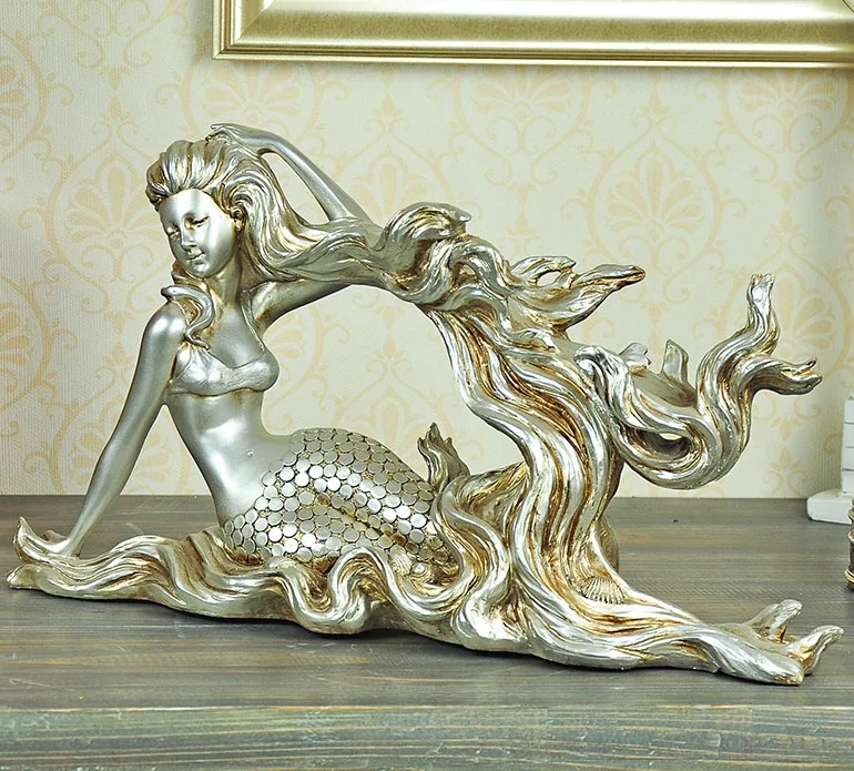 Vintage Mermaid Sculpture Wine Bottle Holder Decorative Resin Sea Maid Drinkware and Barware Kitchen Ornament Craft Accessories