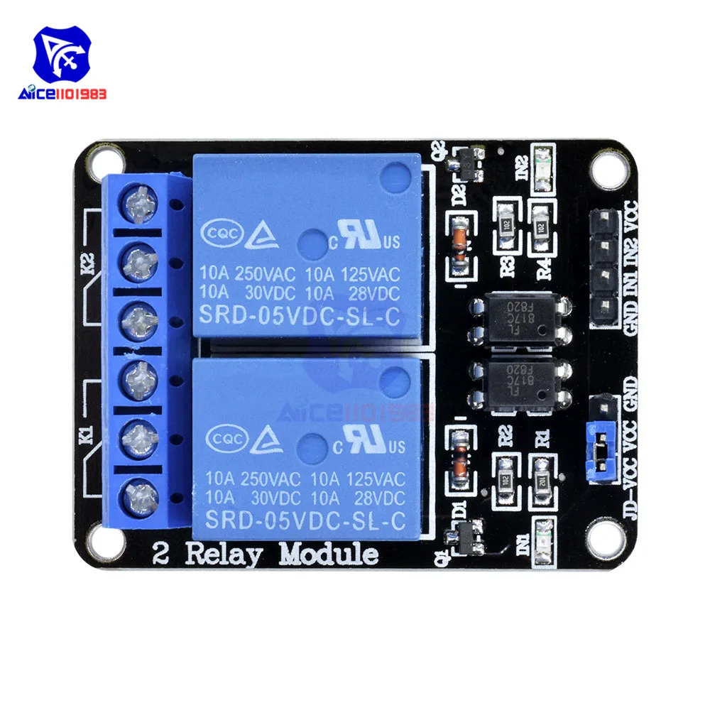 2 CH DC 5V Relais Modul mit Optokoppler Low Level Trigger für Arduino R3 MEGA 2560 1280 DSP ARM PIC AVR STM32 Raspberry Pi