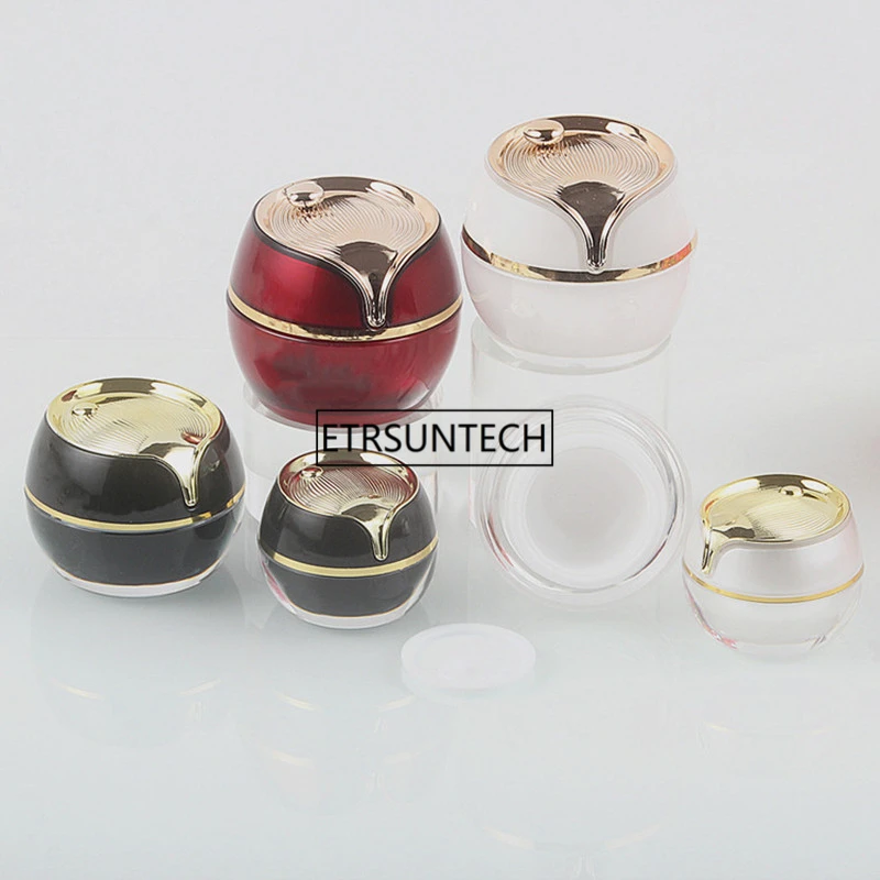 

50pcs 5g 10g 20g Acrylic Cream Jar,Black,White Red Sample Tins, Empty Cosmetic Packing Container F2705