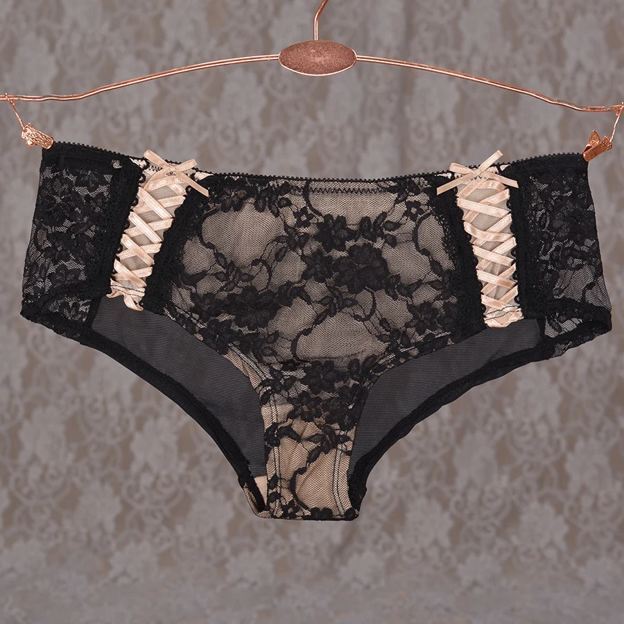 Fashion panties transparent ultra-thin female perspective gauze lace strap sexy temptation trunk thong