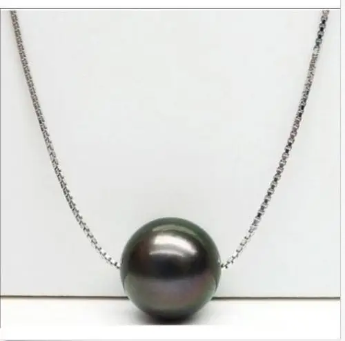 10-11MM NATURAL GENUINE TAHAITIAN BLACK PEARL PENDANT NECKLACE