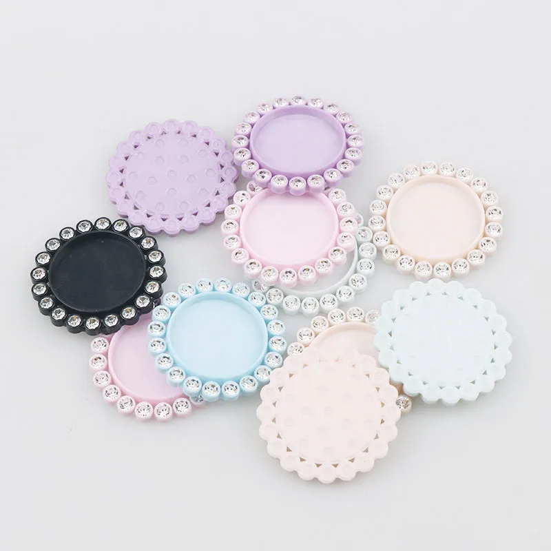 New DIY 50pcs 30mm inner 20mm Mix Color Round Resin Flatback Base Setting Rhinestone Cabochon Base Frame Setting Accessory