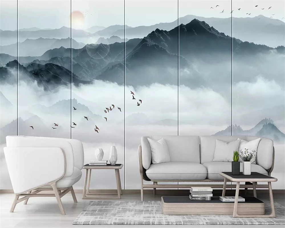 

beibehang Customized 2019 Nordic wall papers home decor hand-painted new Chinese ink landscape cloud mood background wallpaper