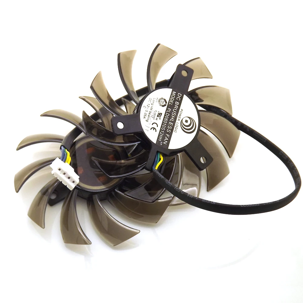 شحن مجاني 2 قطعة/الوحدة PLD08010S12HH 75 مللي متر 12V 0.35A ل MSI GTX 560 570 580 R6770 R6870 R6950 التوأم Frozr II فيديو بطاقة المزدوج مروحة
