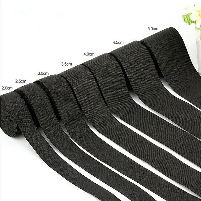 5 Meters/Lot Black White Flat Elastic Bands For Sewing Clothing Pants Stretch Belt DIY Elastic Bands Clothing Sewing Accessories