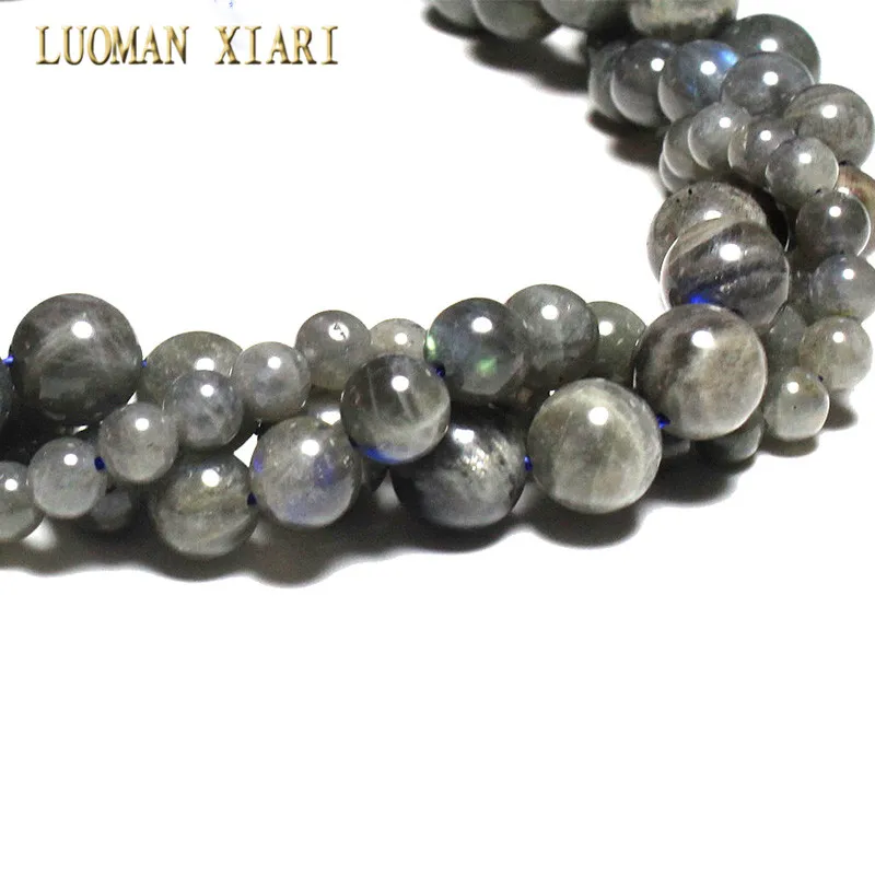 100% Natural AAA Quality Round Black Labradorit Stone Beads Loose For Jewelry Making DIY Bracelet Necklace  6/8/10mm Strand 15\'\'