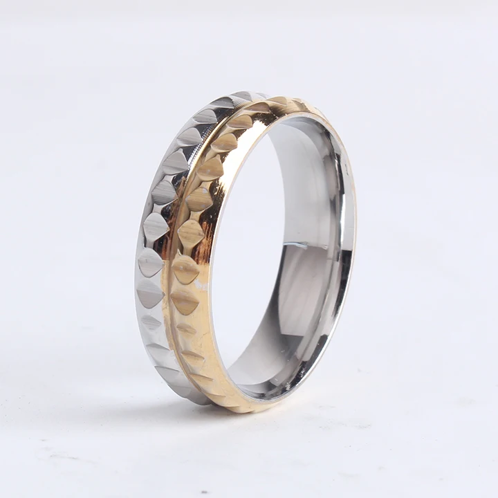 6mm Gold Color Gear Punk Stainless Steel Finger Rings for Women Men Wholesale Lots