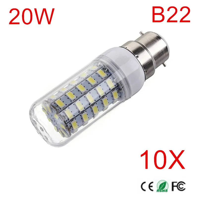 

10Pcs B22 Radiation Cover LED lamp 5730 AC220V 230V 240V B22 20W Corn Bulb Light 69Ledslampada Led Candle Lighting High Power