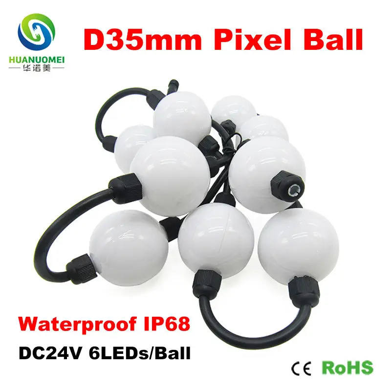 Waterproof IP68 D35mm 6LEDs UCS1903 LED Pixel Ball Light, 3535 SMD RGB LED, UCS1903 chip, 6LEDs/Ball, 20Balls/string,DC24V input