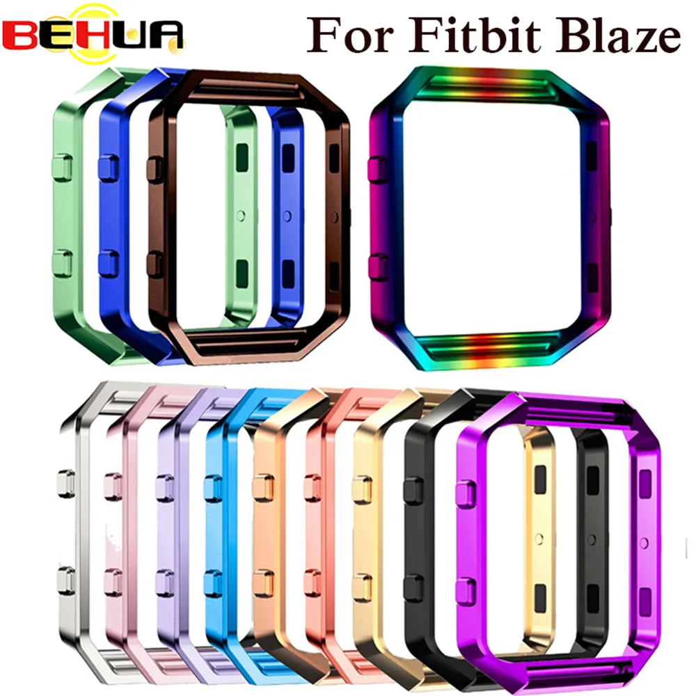 Polished Stainless Steel Metal Frame Case Cover Shell Replacement For Fitbit Blaze Activity Tracker Smart Watch Band 15 Colors