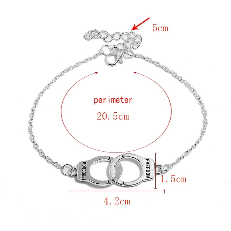 L018 Hot Sale Vintage Silver Color Handcuffs Anklets for Women Bohemian Freedom Ankle Bracelet on the Leg Barefoot Party Jewelry