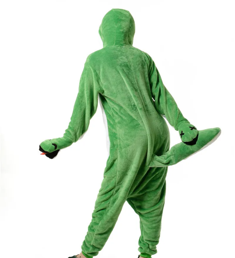 Green Snake Costume (no sliper included) for Adult Cartoon Animal Cosplay Onesies Pajamas Jumpsuit  Hoodies for Halloween