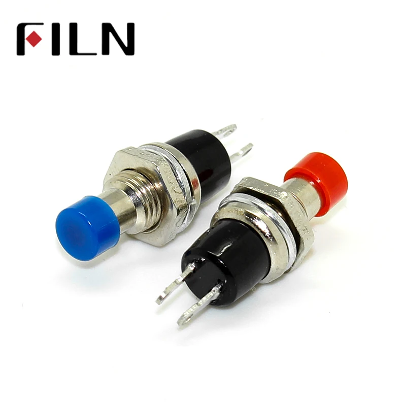 1Pcs 7mm Thread Multicolor 2 Pins Red Green Yellow Blue Black Momentary mini Push Button Switch