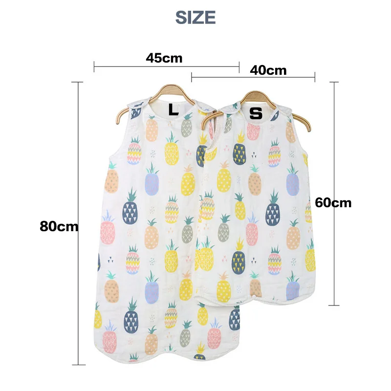 Sleeping Bag Baby Six Layers Cotton Washed Gauze Muslin Blanket Thick Soft Vest Type Cotton Gauze Newborn Baby Sleeping Sacks