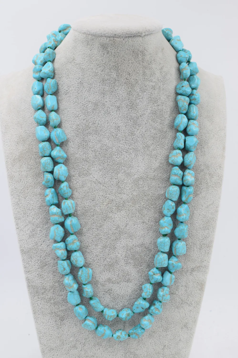 

howlite turquoise green baroque 11-14mm necklace 50inch wholesale beads nature FPPJ woman 2017