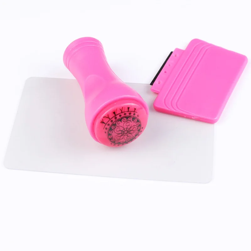 1 Pcs New Design Nail Image Silicone Stamper + 1 Pcs Plastic Scraper Stamping Polish Template Stamp Manicure Tools W035