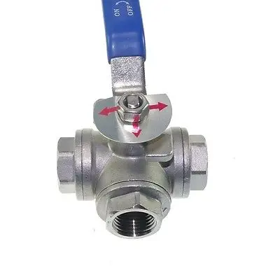 

1PCS DN25 G1" Port Size Female 3-Way T-Port 304 Stainless Steel Ball Valve