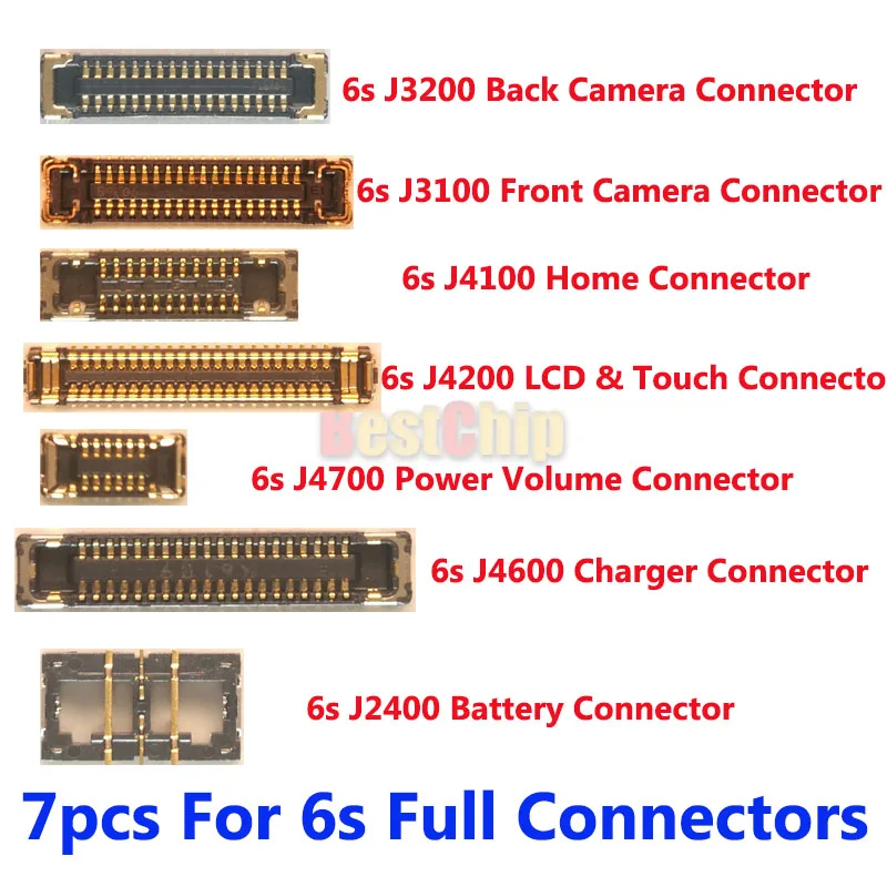 

5sets/lot 35pcs FPC connectors for iPhone 6S 4.7" LCD touch power camera dock volume Home battery on logicboard connector