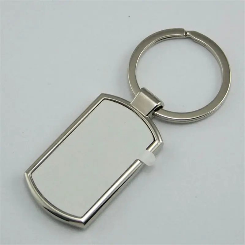 100pcs/lot Blank Sublimation rectangle round heart  shape metal key chain bag pendants custom print photo OPP packing