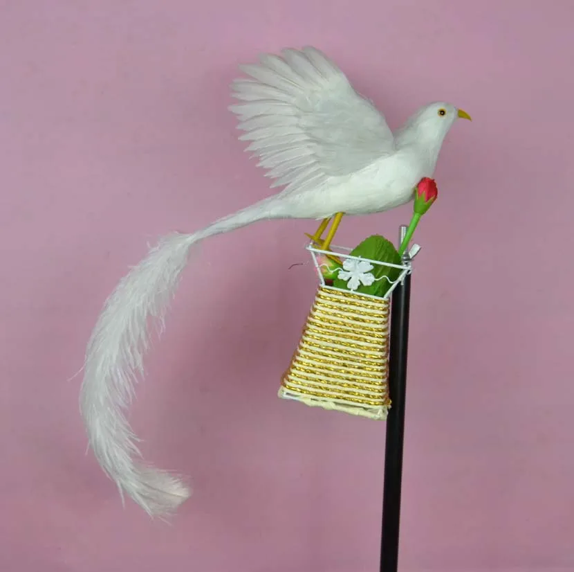 plastic foam & feathers bird long tail white feathers 50x30cm spreading wings bird model toy,home bonsai decoration gift w5555