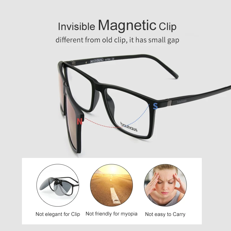 3174 Magnet Sunglasses Clip Mirrored Clip on Magnetic Sunglasses Clip on Glasses Men Polarized Clip Custom Prescription Myopia