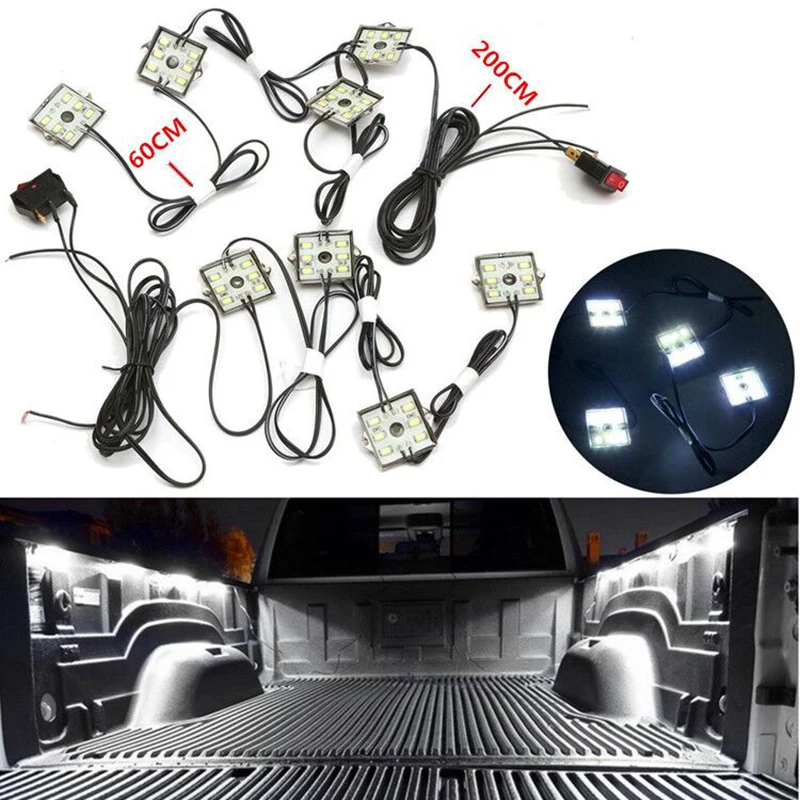 8PCS led flashlight White LED Universal Truck Bed/Rear Box Lighting Light Pickup 48LED for ford f-150 All pickup truck type