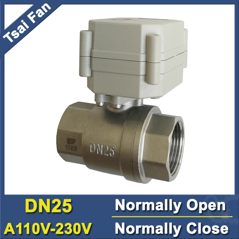 DN25 TF25-S2-C SS304 BSP/NPT 1'' Power off return Electric Valve AC110V-230V Metal Gear Can replace Solenoid Valve