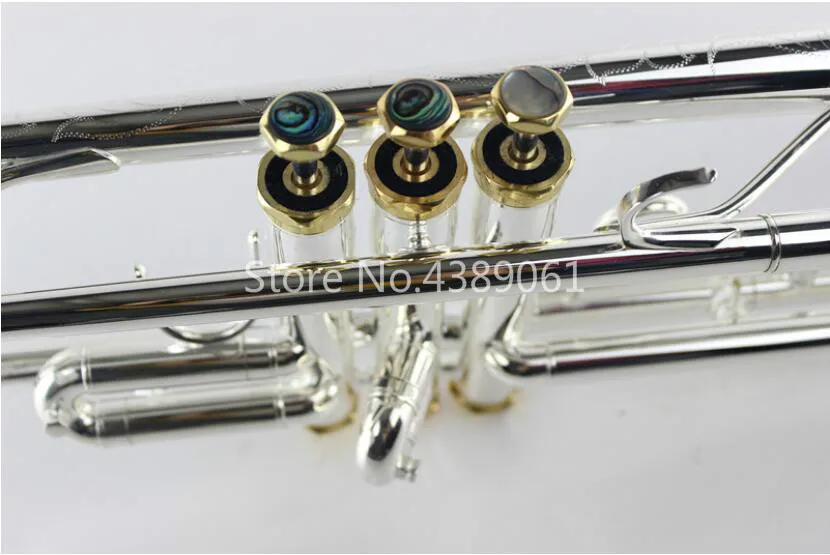 MARGEWATE LR197GS جسم نحاسي مطلي بالفضة والذهب أدوات بوق Bb منحوتة مع قطعة فم