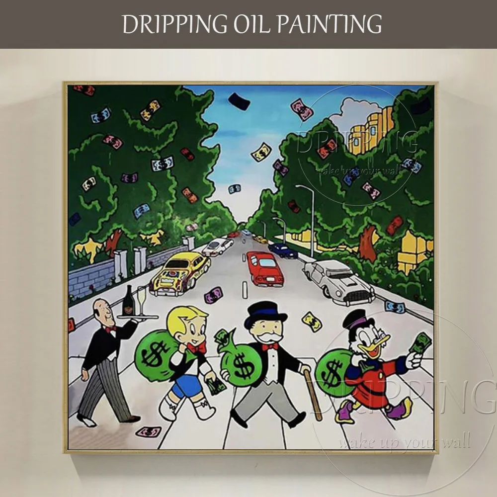 

Artist Hand-painted High Quality Modern Wall Art Monopoly Oil Painting Rich Man and Rich Duck Oil Painting for Wall Decoration