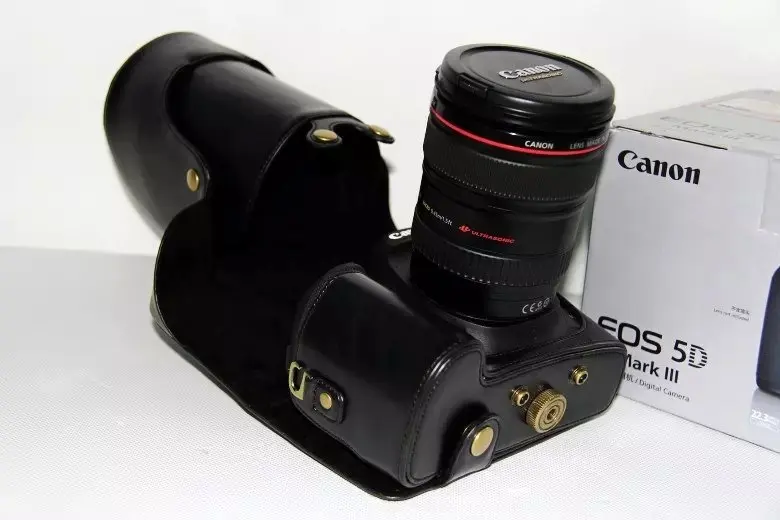 PU 가죽 카메라 가방 케이스 커버, 캐논 EOS 5D 마크 III II 5D3 5D2 24-105 18-55 18-135 렌즈