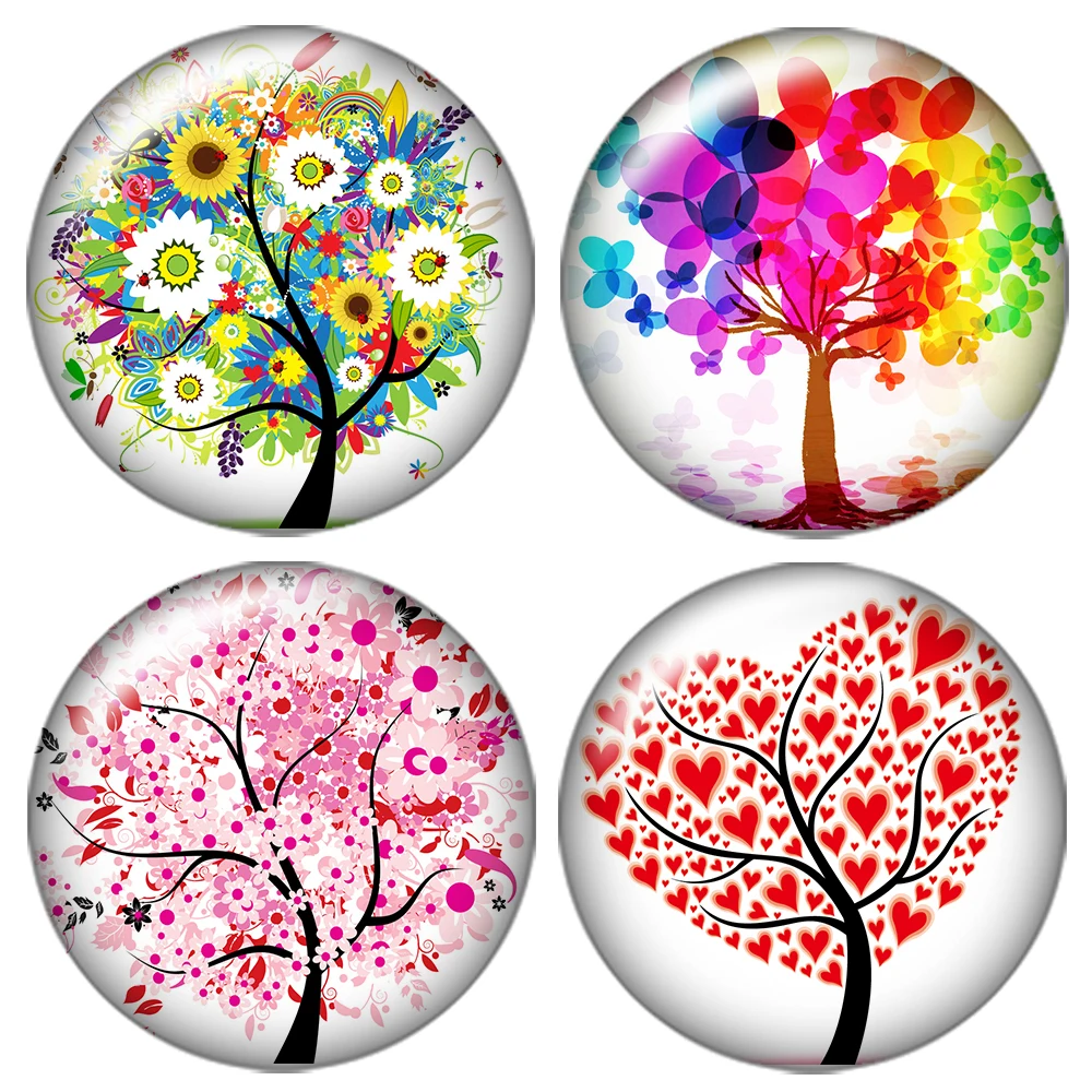 Tree of life Beauty 10pcs mixed 12mm/16mm/18mm/25mm Round photo glass cabochon demo flat back Making findings ZB0435