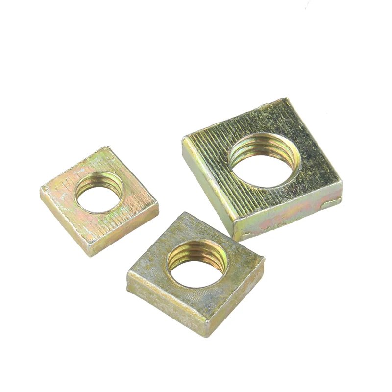 

25/100Pcs DIN562 M3 M4 M5 M6 Color Zinc Plated Square Nuts Without Bevel Block Square Quadrangle Galvanized Pressed Nuts