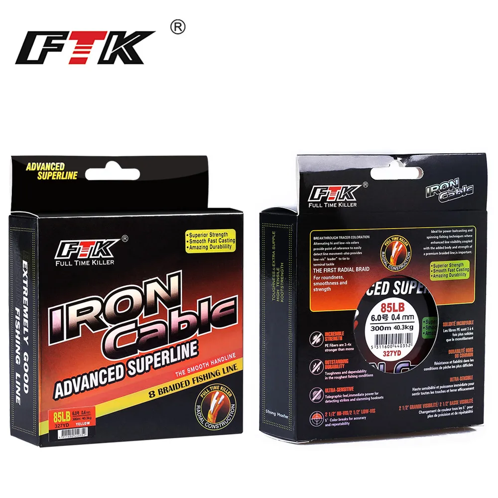 FTK 8 Braided Wire 300m 1.0-6.0# Code 23-85LB 4 Colors Braided Fishing Line Super Abrasion Resistance Fishing Line