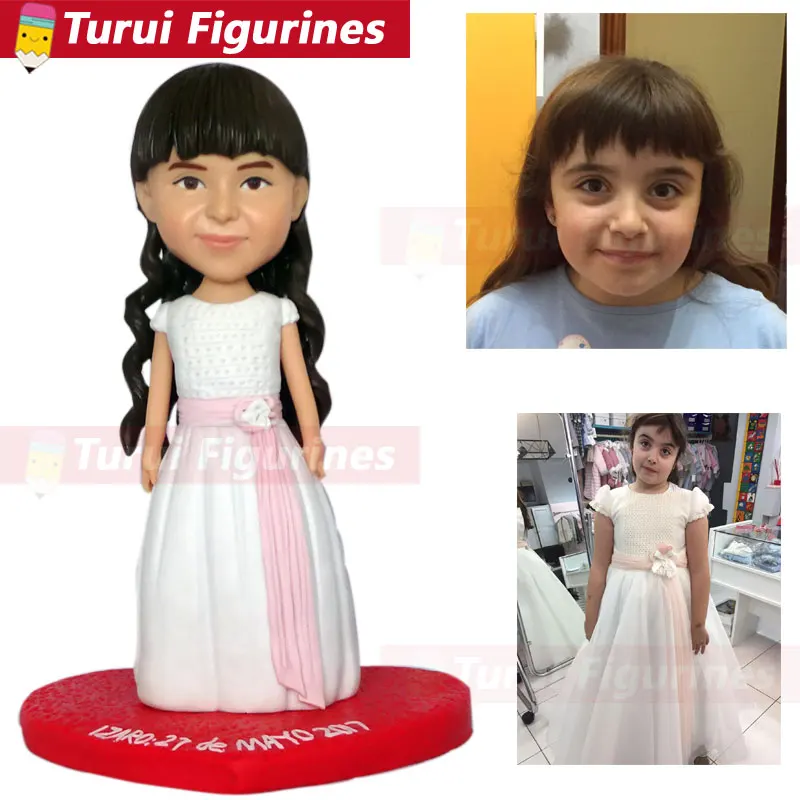 Custom bobbleheads dolls made from your photo collectible figurines first communion girl figurines birthday cake topper decorati