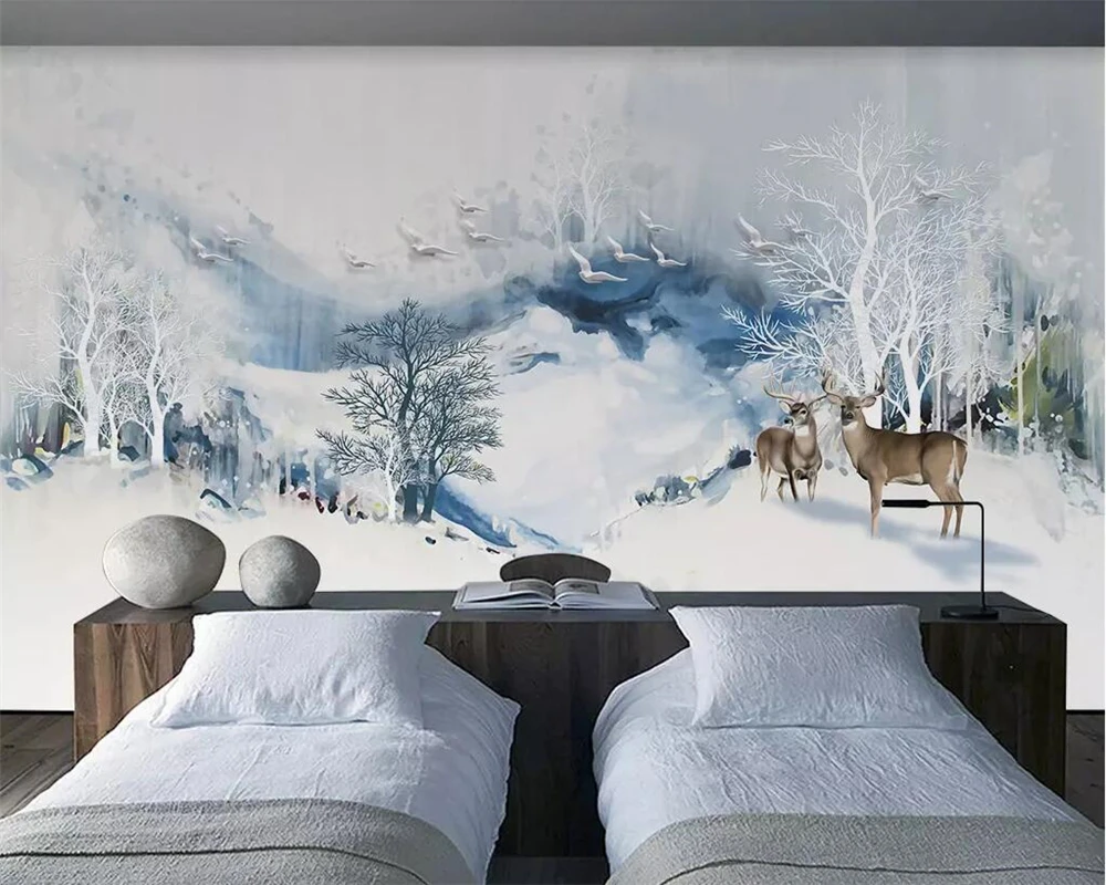 

Wallpaper mural abstract landscape elk woods 3d TV background wall paper home decor living room bedroom 3d wallpaper