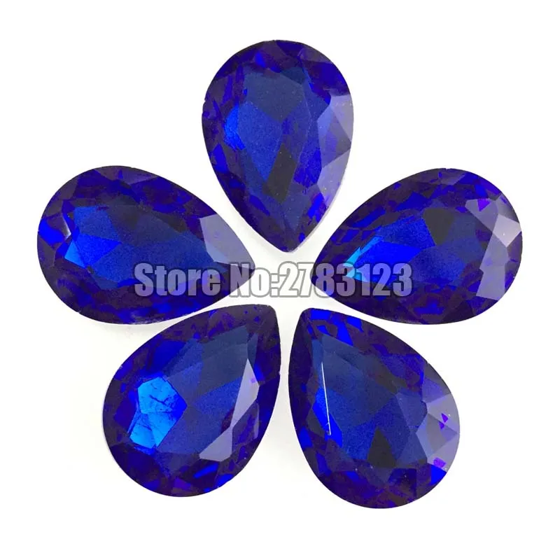 Factory sales royalblue pointback good quality AAA+ Glass Crystal drop shape rhinestones Nail/ clothing accessories SWSP010