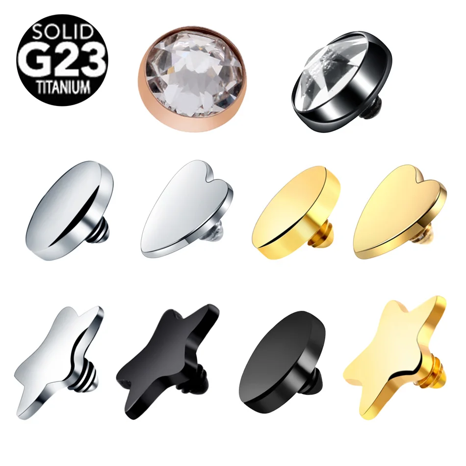 1Pc G23 Titanium Micro Dermal Piercing Micro Dermal Anchor Crystal Dermal Top Surface Skin Driver Body Piercing Stud 14G