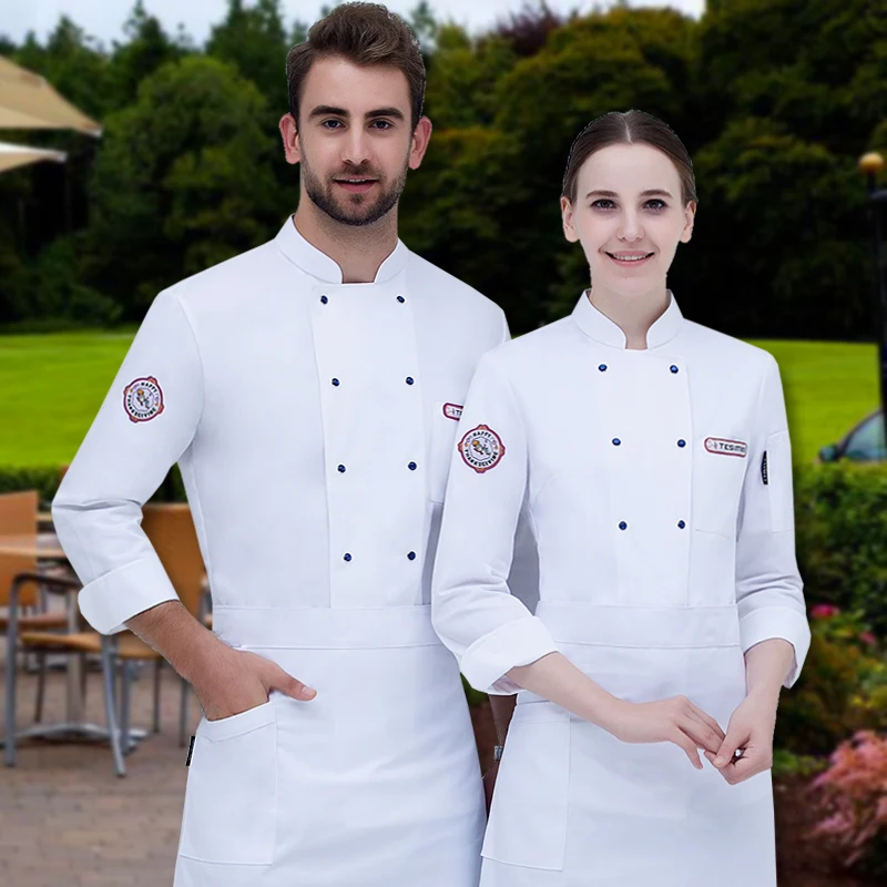 Novo Chef Jaqueta de Mangas Compridas das Mulheres Macacão de Trabalho Uniforme Do Hotel Sala de Jantar Cozinha Bolo Cozinheiro Chefe Roupas Casaco Masculino Feminino B-6265