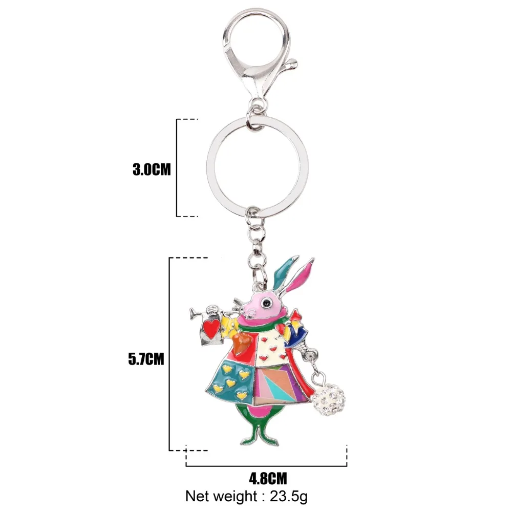 Bonany Enamel Alloy Hare Rabbit Key Chain Key Ring Handbag Bag Charm Keychain Accessories New Fashion Animal Jewelry For Women