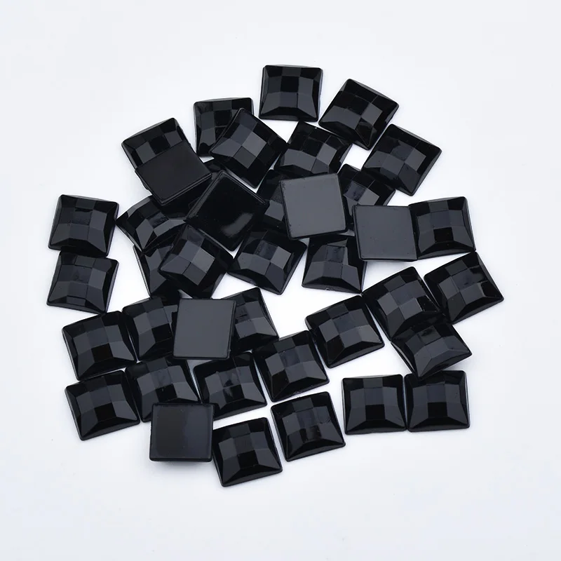 JUNAO 8 10 12 14 16 mm White Square Crystal Rhinestone Flat Back Acrylic Gems Glue On Crystals Stones Non Sewing DIY Strass