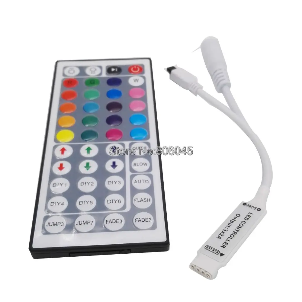 DC12V 6A 3x2A 44Key Mini IR Remote RGB LED Controller For Flexible Tape SMD3528 5050 RGB LED Strip Light